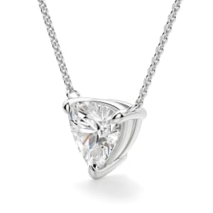 Trillion Cut Claw Prong Necklace, Hover, 14K White Gold,