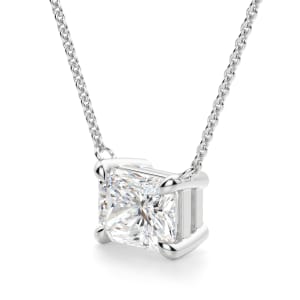 East-West Radiant Cut Necklace, Hover, 14K White Gold, 