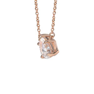 Claw Prong Necklaces With 1.00 ct Pear Center DEW, 14K Rose Gold, Nexus Diamond Alternative, Hover,