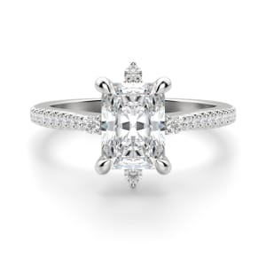 Compass Accented Radiant Cut Engagement Ring, Default, 14K White Gold,
