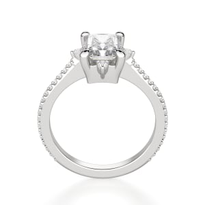 Compass Accented Radiant Cut Engagement Ring, Hover, 14K White Gold,