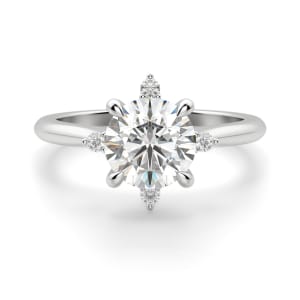 Compass Classic Round Cut Engagement Ring, Default, 14K White Gold,