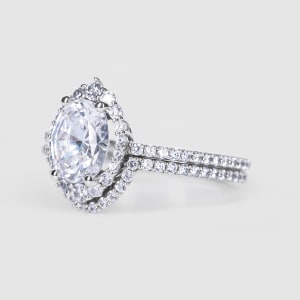 Custom Accented Halo Engagement Set With 2.88 Oval Center, Ring Size 11-12, 14K White Gold, Hover,