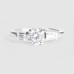 Custom Accented Engagement Ring With 1.03 Round Center, Ring Size 7.75, 14K White Gold, Default,