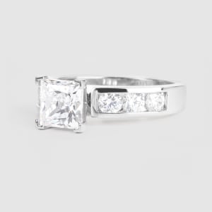 Diamond Diva Engagement Ring With 2.00 ct Princess Center DEW, Ring Size 5.5-7, 14K White Gold, Hover,