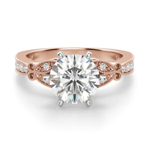French Quarter Round Cut Engagement Ring, Default, 14k Rose Gold, 