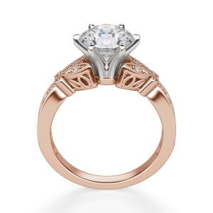 French Quarter Round Cut Engagement Ring, Hover, 14k Rose Gold, 