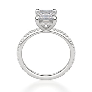 Hidden Halo Accented Asscher Cut Engagement Ring, Hover, 14K White Gold, Platinum