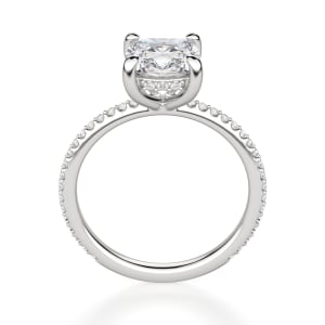 Hidden Halo Accented Cushion Cut Engagement Ring, Hover, 14K White Gold, Platinum