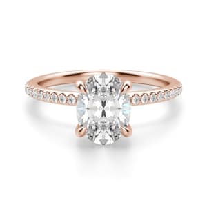 Hidden Halo Accented Oval Cut Engagement Ring, Default, 14K Rose Gold,
