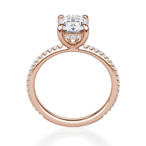 Hidden Halo Accented Oval Cut Engagement Ring, Hover, 14K Rose Gold,