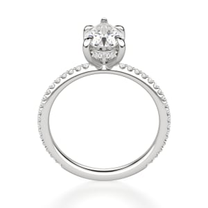 Hidden Halo Accented Pear Cut Engagement Ring, Hover, 14K White Gold, Platinum