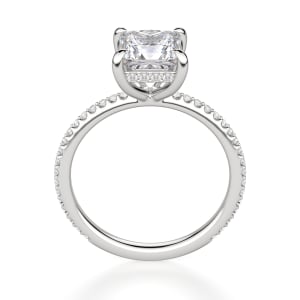 Hidden Halo Accented Princess Cut Engagement Ring, Hover, 14K White Gold, Platinum