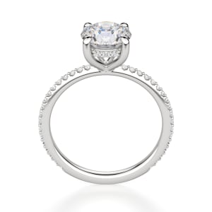 Hidden Halo Accented Round Cut Engagement Ring, Hover, 14K White Gold, Platinum