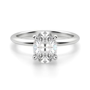 Hidden Halo Classic Oval Cut Engagement Ring, Default, 14K White Gold, Platinum