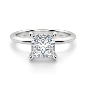 Hidden Halo Classic Princess Cut Engagement Ring, Default, 14K White Gold, Platinum