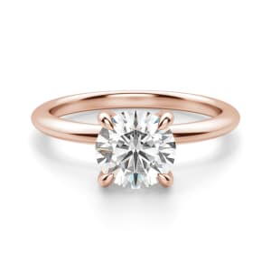 Hidden Halo Classic Round Cut Engagement Ring, Default, 14K Rose Gold,