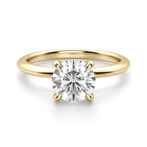 Hidden Halo Classic Round Cut Engagement Ring, Default, 14K Yellow Gold,