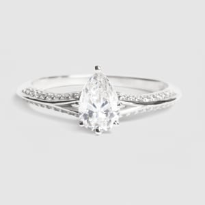 Irene Engagement Ring With 1.08 Pear Center, Ring Size 8.5-9.5, 14K White Gold, Default,