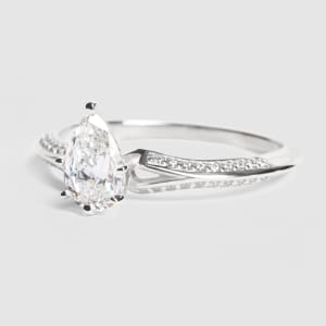 Irene Engagement Ring With 1.08 Pear Center, Ring Size 8.5-9.5, 14K White Gold, Hover,
