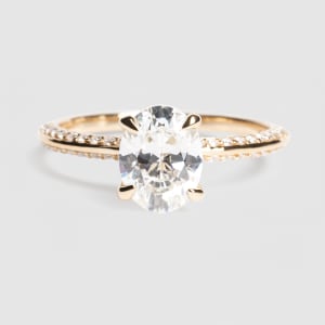 Knife-Edge Accented Engagement Ring With 1.86 Oval Center, Ring Size 7.75, 14K Yellow Gold, Default,