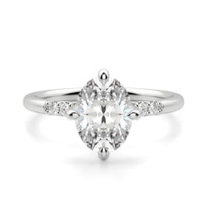 Kite Set Accented Oval Cut Engagement Ring, Default, 14K White Gold, Platinum