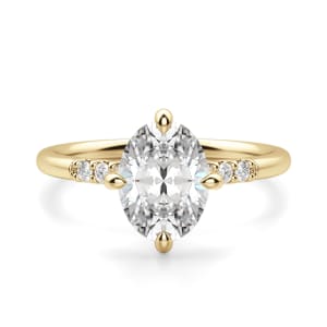 Kite Set Accented Oval Cut Engagement Ring, Default, 14K Yellow Gold,