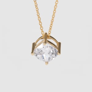 Chain Slide Pendant With 2.04 Cushion Center, 14K Yellow Gold, Default,