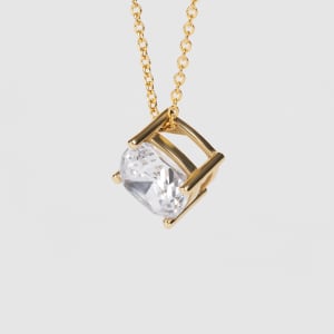 Chain Slide Pendant With 2.04 Cushion Center, 14K Yellow Gold, Hover,