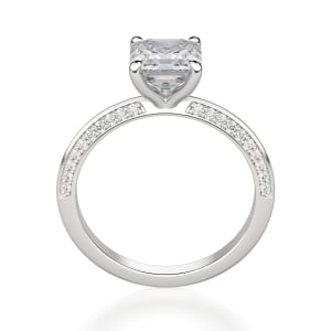 Knife-Edge Accented Asscher Cut Engagement Ring, Hover, 14K White Gold, Platinum, 