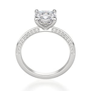Knife-Edge Accented Cushion Cut Engagement Ring, Hover, 14K White Gold, Platinum