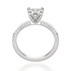 Knife-Edge Accented Heart Cut Engagement Ring, Hover, 14K White Gold, Platinum