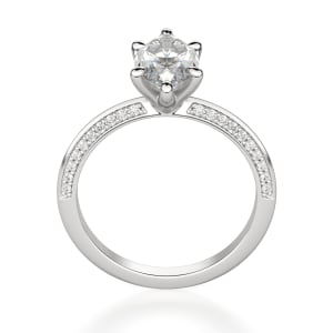 Knife-Edge Accented Marquise Cut Engagement Ring, Hover, 14K White Gold, Platinum