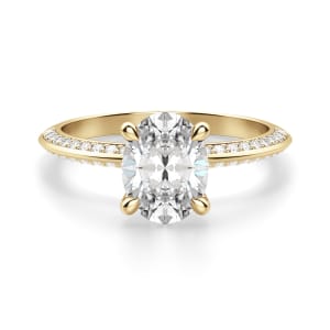 Knife-Edge Accented Oval Cut Engagement Ring, Default, 14K Yellow Gold, 