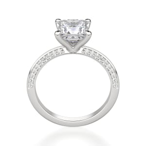 Knife-Edge Accented Princess Cut Engagement Ring, Hover, 14K White Gold, Platinum