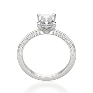 Knife-Edge Accented Radiant Cut Engagement Ring, Hover, 14K White Gold, Platinum