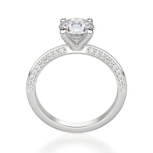 Knife-Edge Accented Round Cut Engagement Ring, Hover, 14K White Gold, Platinum