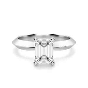 Knife-Edge Classic Emerald Cut Engagement Ring, Default, 14K White Gold,