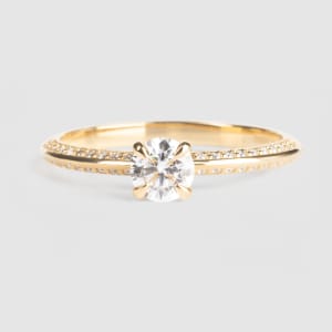 Knife-Edge Accented Engagement Ring With 0.56 Round Center, Ring Size 9.25-10, 14K Yellow Gold, Default,