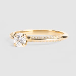 Knife-Edge Accented Engagement Ring With 0.56 Round Center, Ring Size 9.25-10, 14K Yellow Gold, Hover,