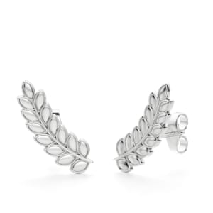 Leaf Earring Climbers, Sterling Silver, Hover, 