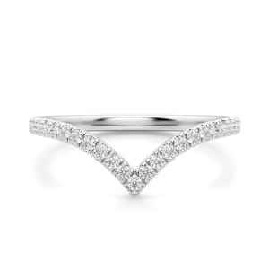Luxe Chevron Accented Band, Default, 14K White Gold