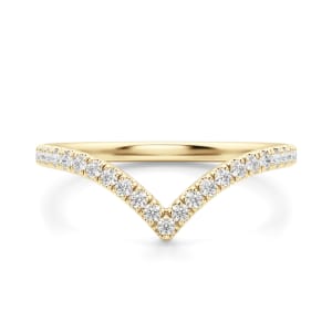 Luxe Chevron Accented Band, Default, 14K Yellow Gold
