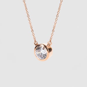 Marseille Necklace With 1.49 Round Center, 14K Rose Gold, Hover,