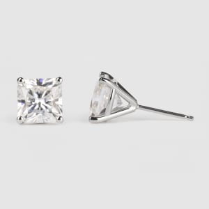 Martini Set, Tension Back Earrings With 1.50 Tcw Cushion Centers DEW, 14K White Gold, Hover,