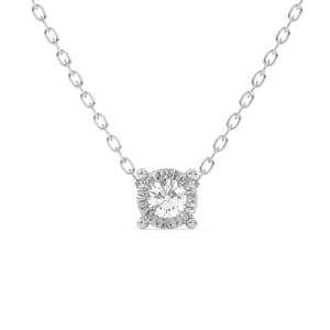 Miracle Plate Solitaire Illusion Pendant, Lab Grown Diamond, Default, 14K White Gold