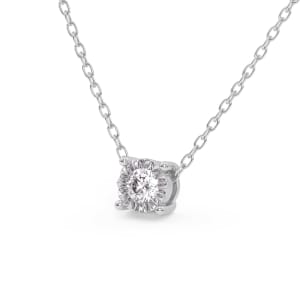 Miracle Plate Solitaire Illusion Pendant, Lab Grown Diamond, Hover, 14K White Gold