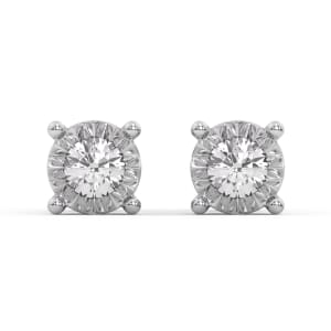  Miracle Plate Illusion Stud Earrings, 0.12 Ct. Tw, Lab Grown Diamond, Default, 14K White Gold