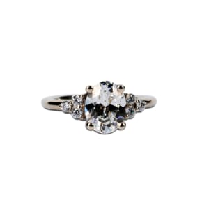 Muse Engagement Ring With 1.50 cts Oval Center DEW, Ring Size 4.25-6.25, 14K White Gold, Nexus Diamond Alternative, Default,