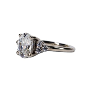 Muse Engagement Ring With 1.50 cts Oval Center DEW, Ring Size 4.25-6.25, 14K White Gold, Nexus Diamond Alternative, Hover,